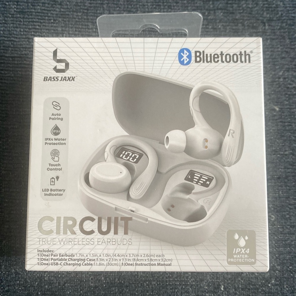 Bass Jaxx Circuit True Wireless Earbuds Bluetooth- White